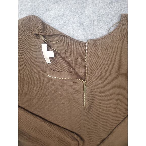 Women's Michael Kors Size XL Brown Long Tunic Slouchy Sweater Back Zip - Picture 3 of 6